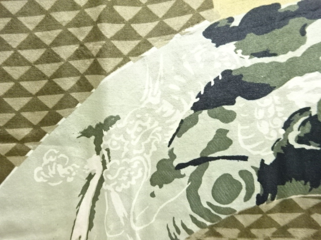 アンティーク　破れ色紙に龍・模様男物長襦袢